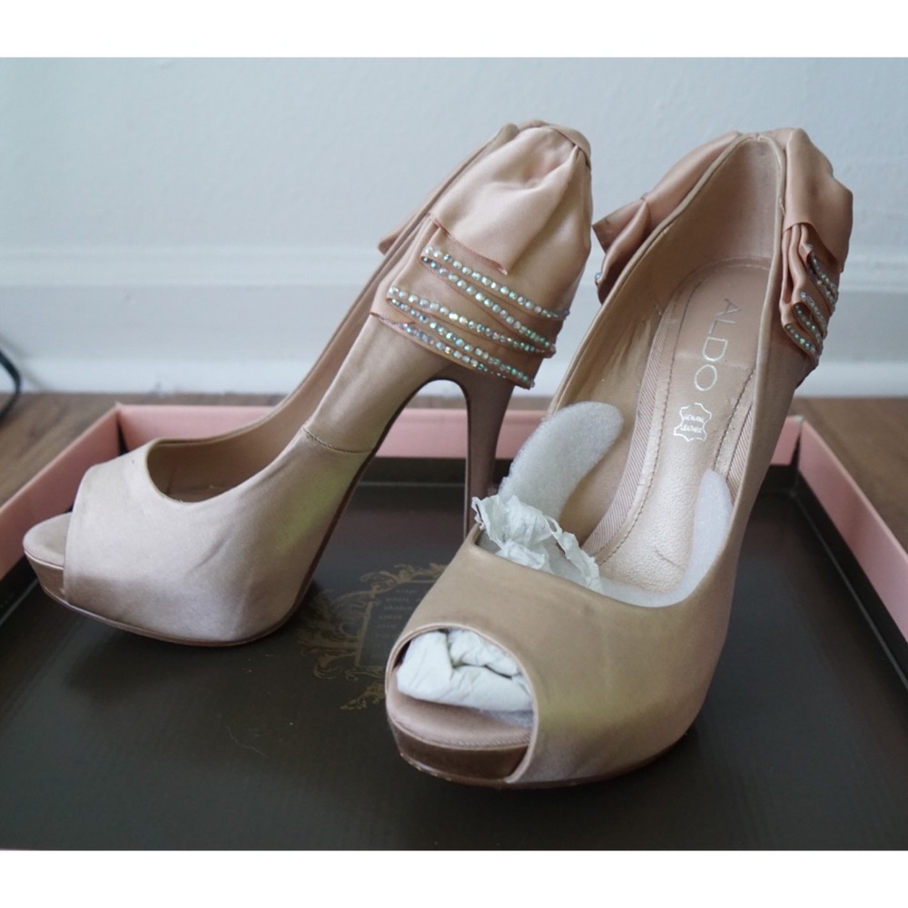 ALDO heels with crystal bows